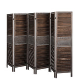 Levede Room Divider 6 Panel Folding Brown - Side View