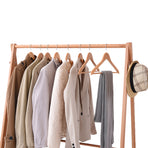 Levede Clothes Rack Wooden Wardrobe Natural-2006733282464632835