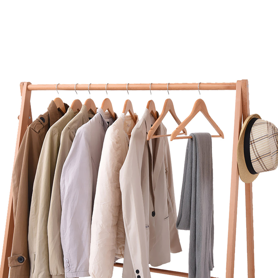 Levede Clothes Rack Wooden Wardrobe Natural-2006733282464632835