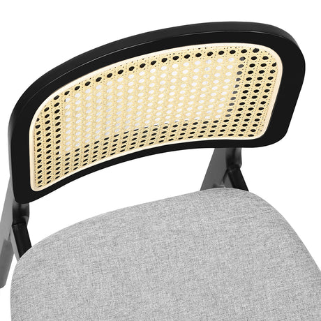 Levede Dining Chair Wood Rattan Armless Black x8-2006732736517246979