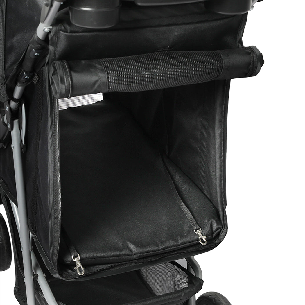PaWz 4 Wheels Pet Stroller Dog Cat Cage Black-2006733030869307395