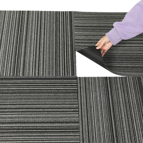 Marlow 20x Carpet Tiles 5m2 Box Heavy Black-2018816860090404867