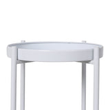 Levede 2 Tiers Plant Stand Metal Flower White Medium - Side View