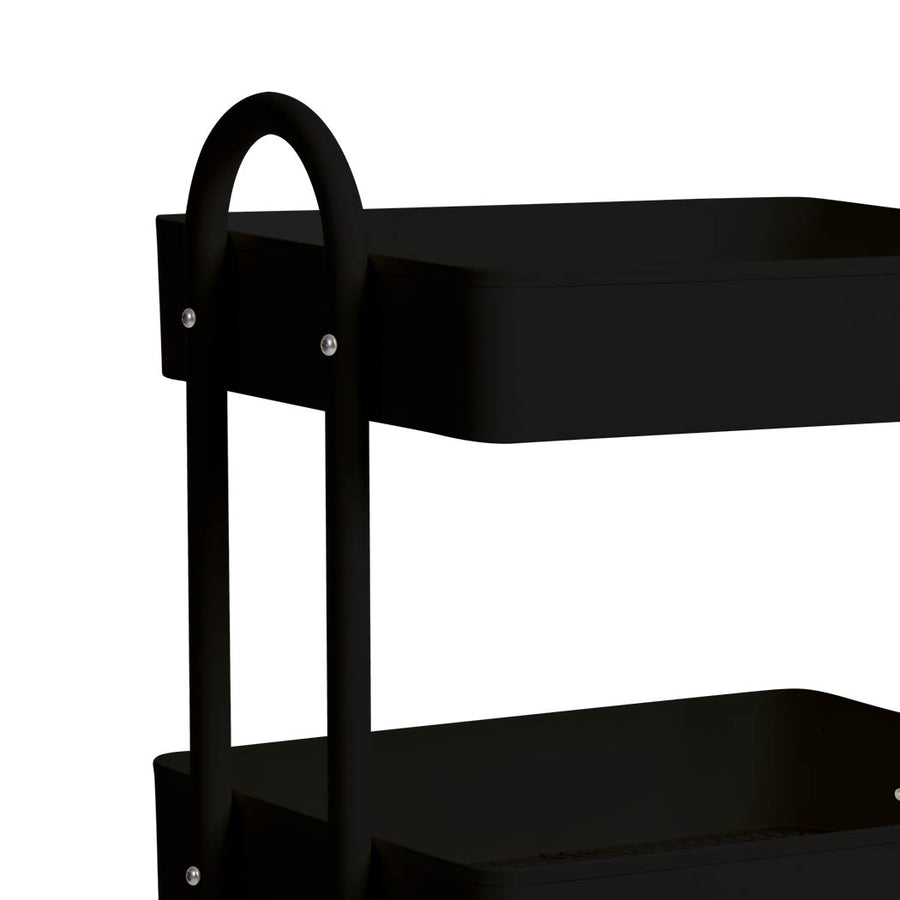 Levede 3 Tiers Kitchen Trolley Cart Black-2018816732868775939