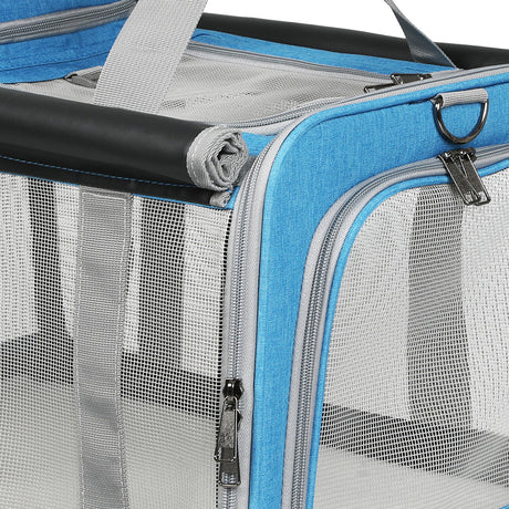 Pawz 3 in 1 Pet Soft Crate Dog Cat Carrier L Size Blue-1954802465467666435