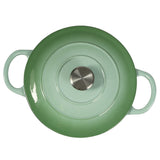 TOQUE 4L Enamel Dutch Oven Pot in Green Colour - Top-Down View