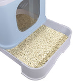 PaWz Cat Litter Box Fully Enclosed Kitty Blue - Side View
