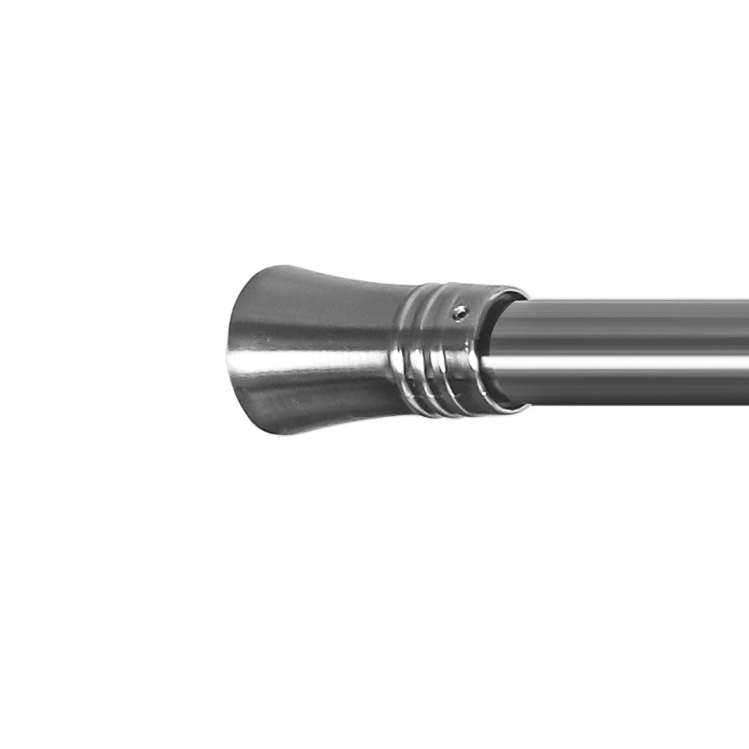 Marlow Silver Double Curtain Rod Steel Pole Pommel Set Extendable Adjustable-2018816758948958212