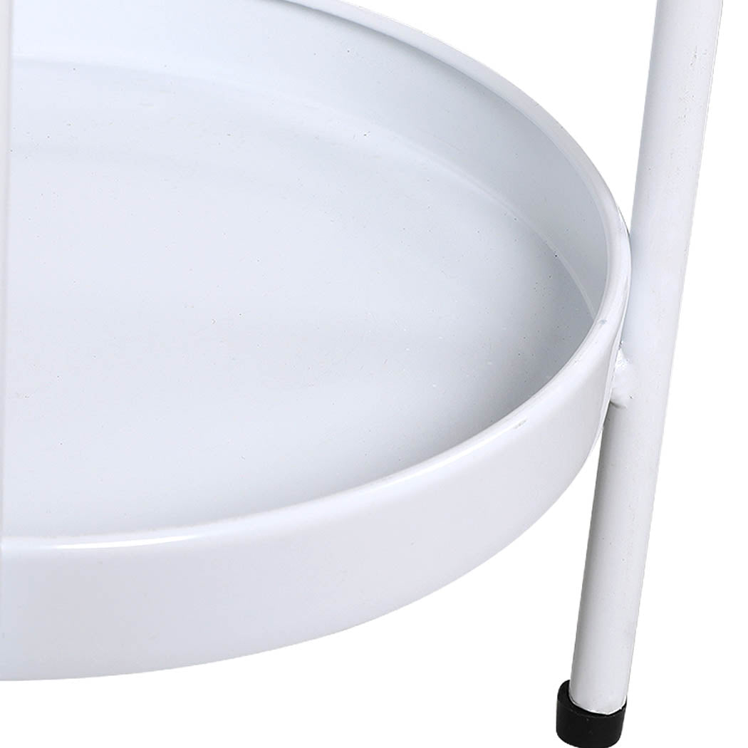 Levede 2 Tiers Plant Stand Metal Flower White Medium-2006732931460108292