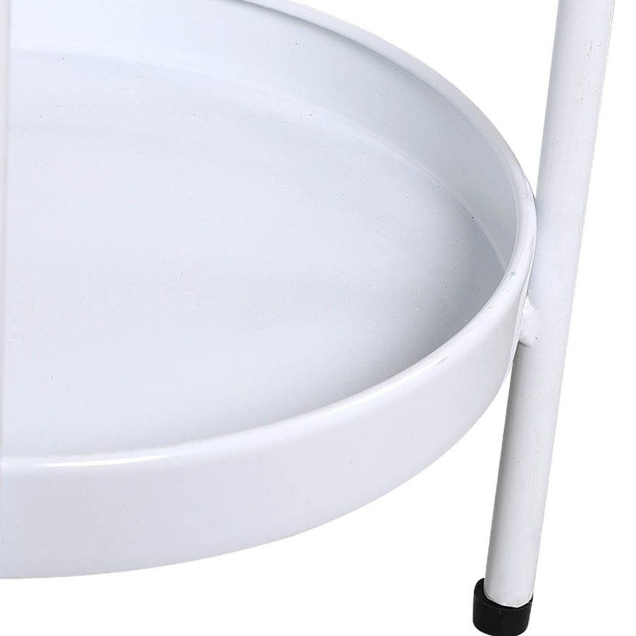 Levede 2 Tiers Plant Stand Metal Flower White Medium-2006732931460108292