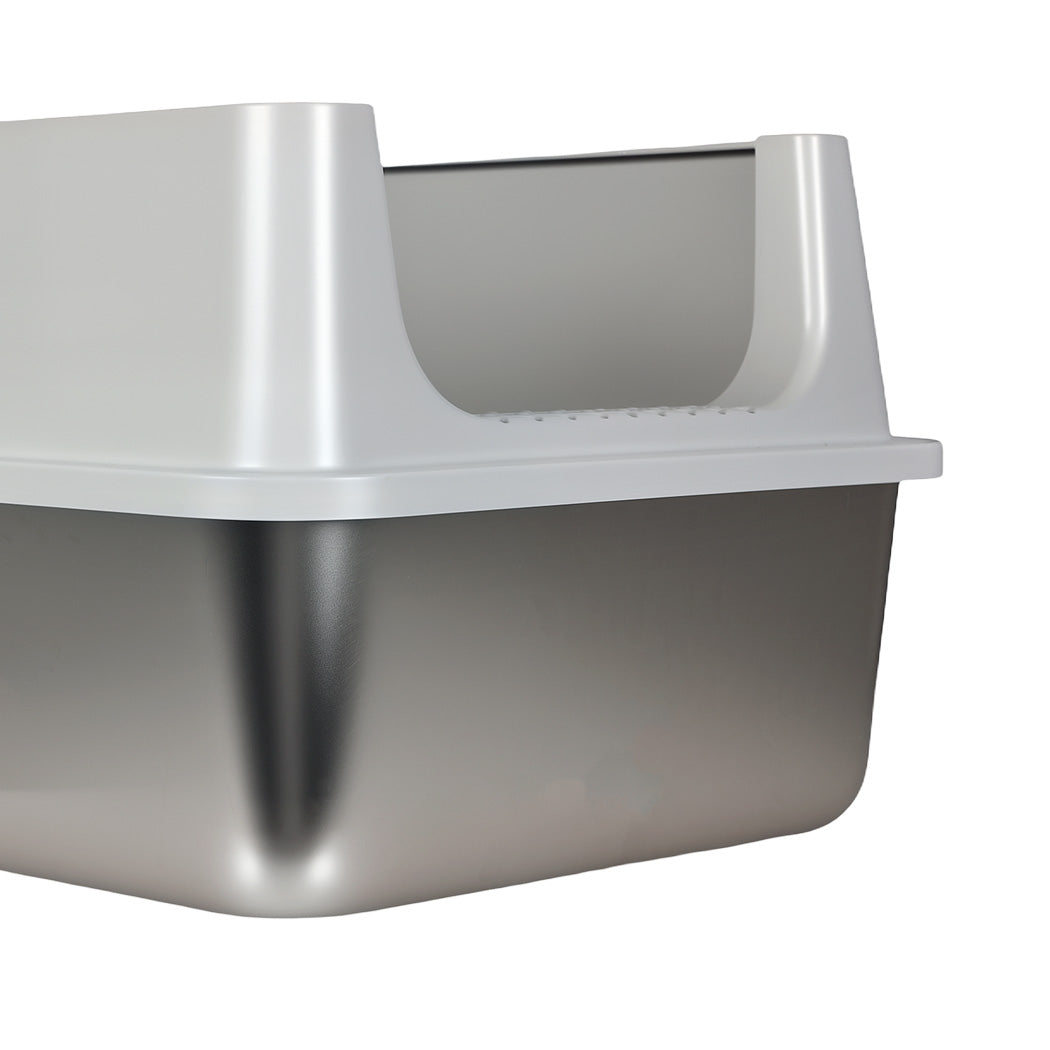 Pawz Stainless Steel Large Semi-Enclosed Cat Litter Box-2011971128762961924