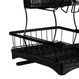 TOQUE Detachable Dish Drying Rack Cutlery Black - Top-Down View