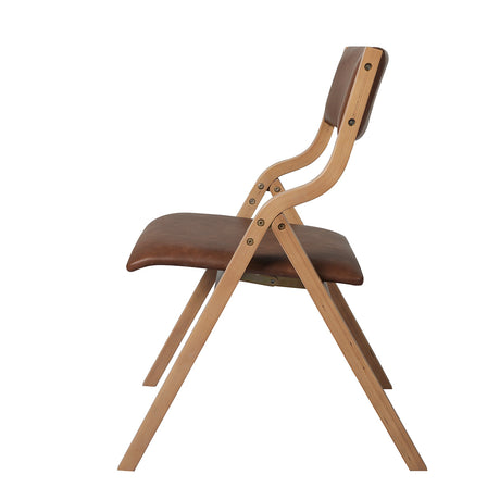 Levede 2x Dining Chairs Foldable PU Brown-1954802993098526724