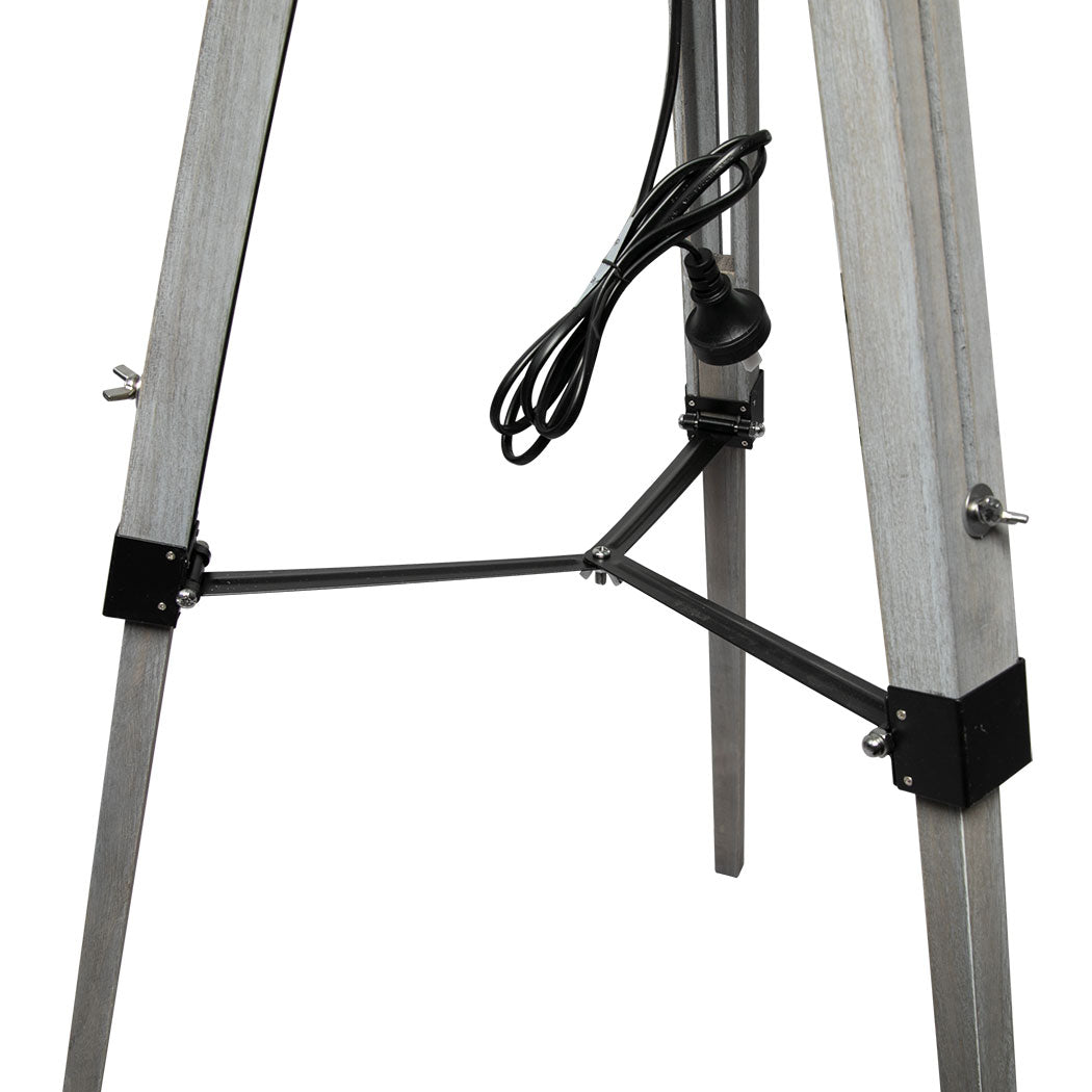 EMITTO Tripod Wooden Floor Lamp Shaded Grey-2006733079095414788