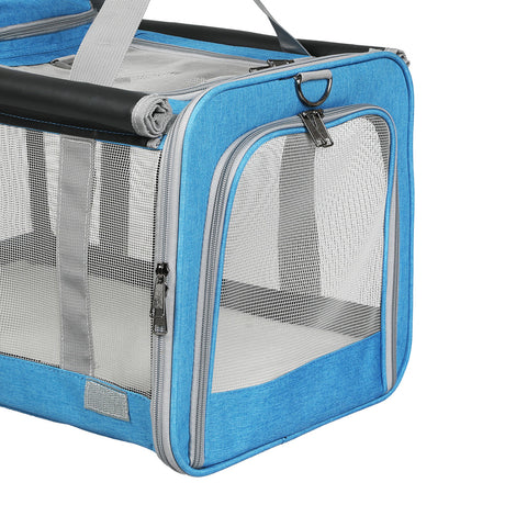 Pawz 3 in 1 Pet Soft Crate Dog Cat Carrier L Size Blue-1954802465467666436