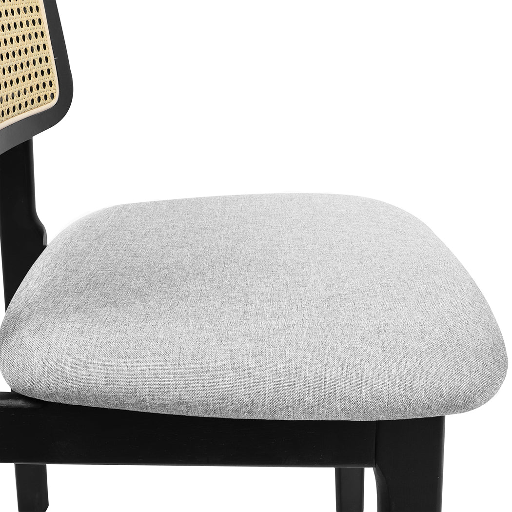 Levede Dining Chair Wood Rattan Armless Black x6-2006732736341086212