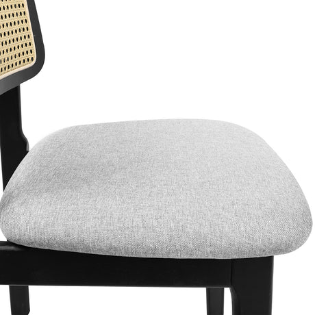 Levede Dining Chair Wood Rattan Armless Black x6-2006732736341086212