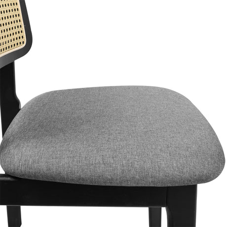 Levede 2x Dining Chair Wood Rattan Armless Black-2006732686818938884
