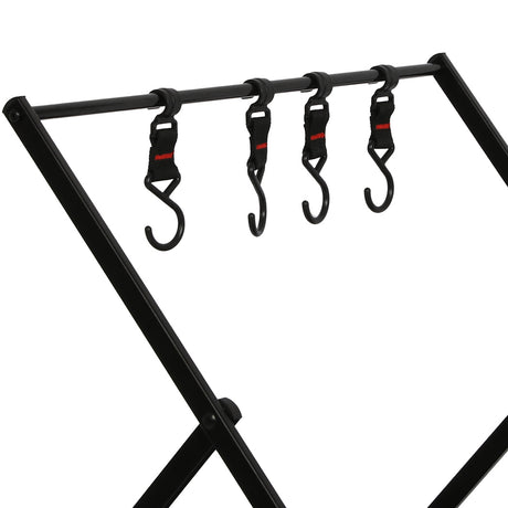 Levede Foldable Camping Storage Shelves 2 Layer with Hooks Black-1954802657151553540