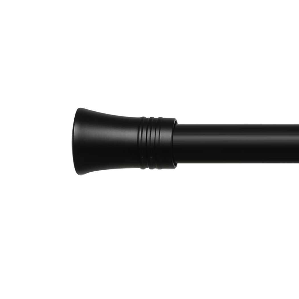 Marlow Black Double Curtain Rod Steel Pole Pommel Set Extendable Adjustable-2018816770139361284