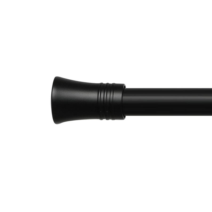 Marlow Black Double Curtain Rod Steel Pole Pommel Set Extendable Adjustable-2018816770139361284