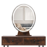 Levede Dressing Table LED Light Strip Brown - Top-Down View