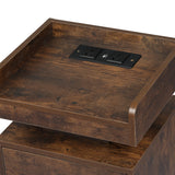 Levede Bedside Table USB Charger Outlet RGB Oak - Top-Down View