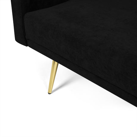 Levede Sofa Bed Convertible Velvet Lounge Recliner Couch Sleeper 3 Seater Black-1954802342197071876