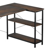 Levede L Shaped Computer Desk Corner Desk Brown - Top-Down View