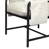Levede Metal Framed Lounge Chair Corduroy in Beige-2018816855703162884