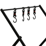 Levede Foldable Camping Storage Shelves 2 Layer with Hooks Black - Top-Down View