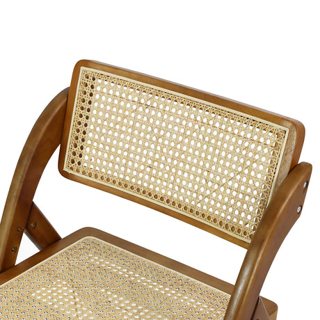 Levede 2X Foldable Rattan Dining Chairs Walnut-2006733269277741060