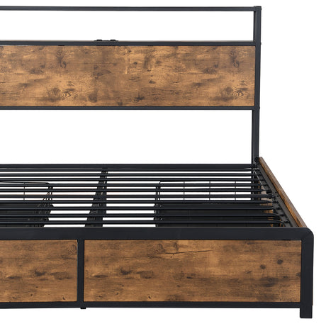 Levede Double Bed Frame RGB LED 4 Drawers USB-1954802376900743172