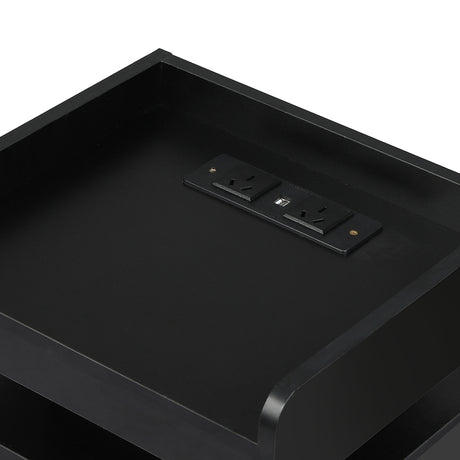 Levede Bedside Table USB Charger Outlet RGB Black-2006732841714585604