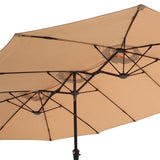 Centra 4M Double-sided Patio Umbrella Outdoor Umbrella Base Stand Khaki - Top-Down View