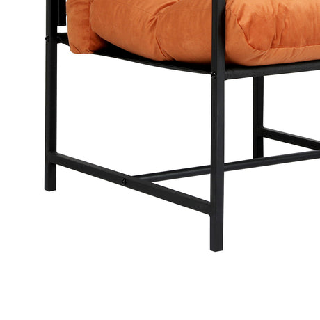 Levede Metal Framed Lounge Chair Velvet in Orange-2018816865723355140