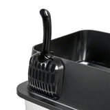 Pawz Stainless Steel Large Enclosed Cat Litter Box - Top-Down View