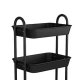 Levede 3 Tiers Kitchen Storage Trolley Black-2018816687264108548