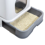 PaWz Cat Litter Box Fully Enclosed Kitty Grey - Top-Down View