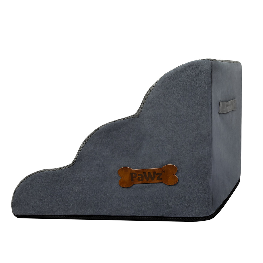 Pawz 3 Steps Pet Stairs Dog Ramp High Density Foam Grey-2006732707169701892