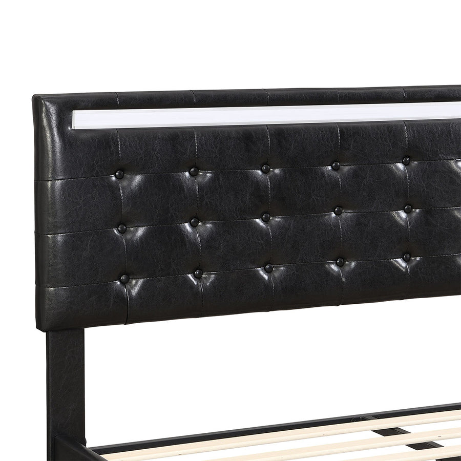 Levede  Floating Bed Frame Double with Headboard LED Lights Mattress Base-2006732834760429572