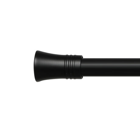 Marlow Black Curtain Rod Steel Quiet Rail Pole Pommel Set Extendable-2018816719925153796