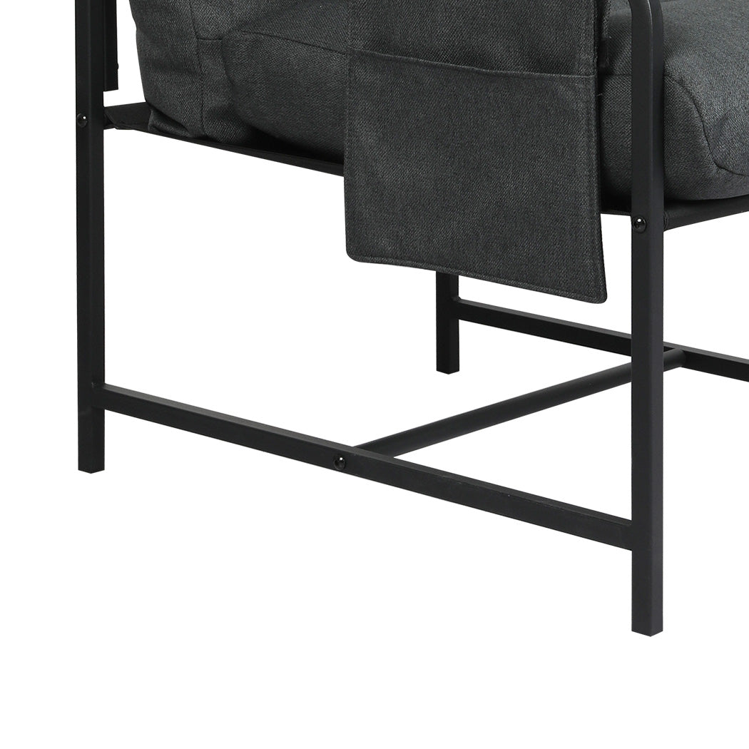 Levede Metal Framed Lounge Chair Linen in Dark Grey-2018816855510224900