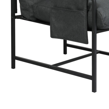 Levede Metal Framed Lounge Chair Linen in Dark Grey-2018816855510224900