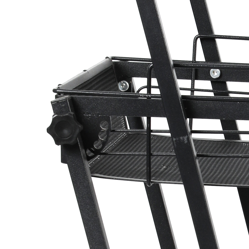 Levede 3 Tier Kitchen Trolley Cart Swivel Black Colour-2018816800040554500