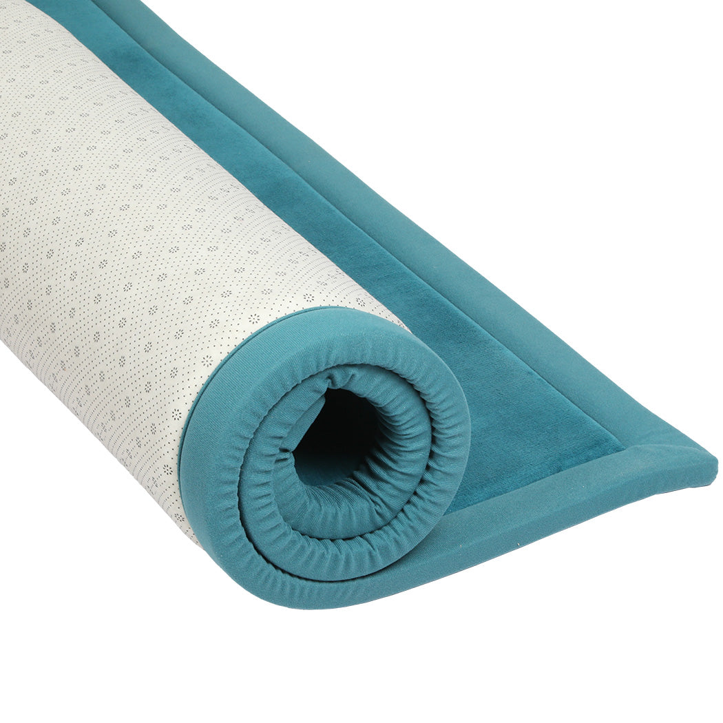 Marlow Coral Velvet Area Rugs Large Mat 120x200cm Blue-2018816751181107204