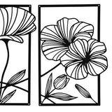 Yezi Metal Wall Art 4Pcs Floral Minimalist Line Decor - 45-Degree Angle