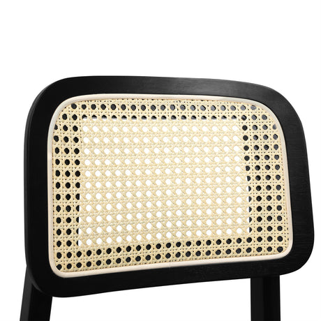 Levede 2x Dining Chair Wood Rattan Armless Black-2006732686818938885