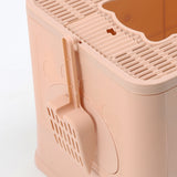 PaWz Foldable Cat Litter Box Tray Enclosed Pink - 45-Degree Angle