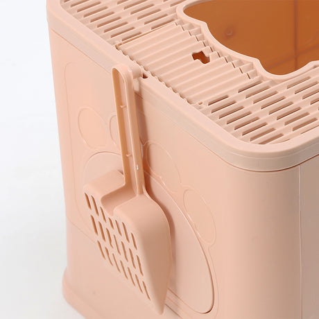 PaWz Foldable Cat Litter Box Tray Enclosed Pink-1954802553183145989